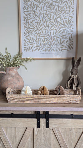 Long Rattan Tray with Handles