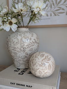 Vintage Floral Ceramic Sphere