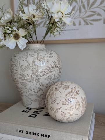 Vintage Floral Ceramic Sphere