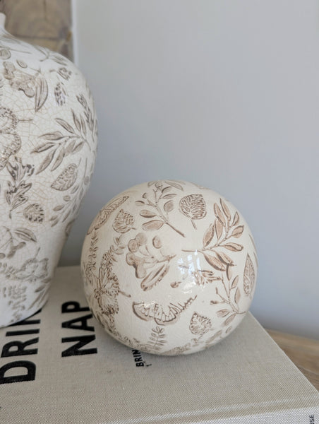 Vintage Floral Ceramic Sphere