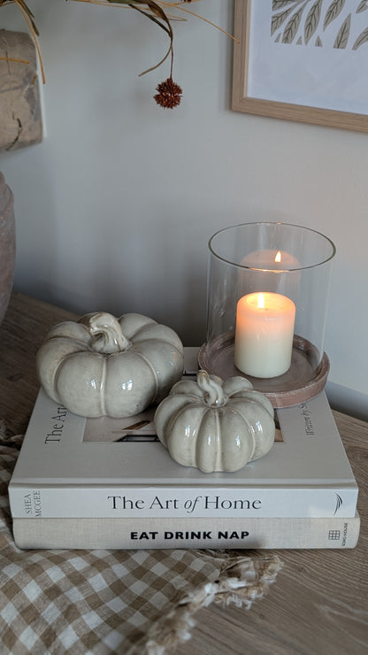 Beige Mottled Glazed Pumpkins