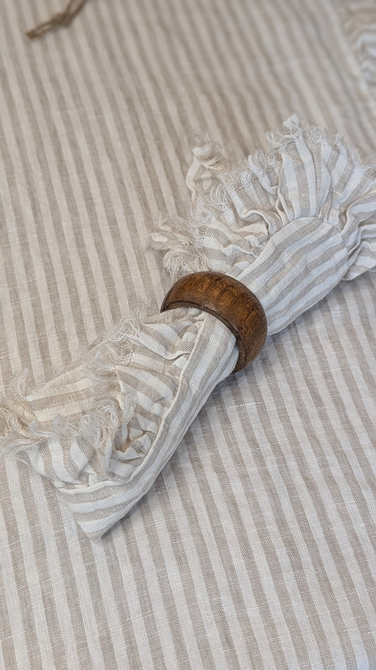 Natural Striped Ruffle Tableware