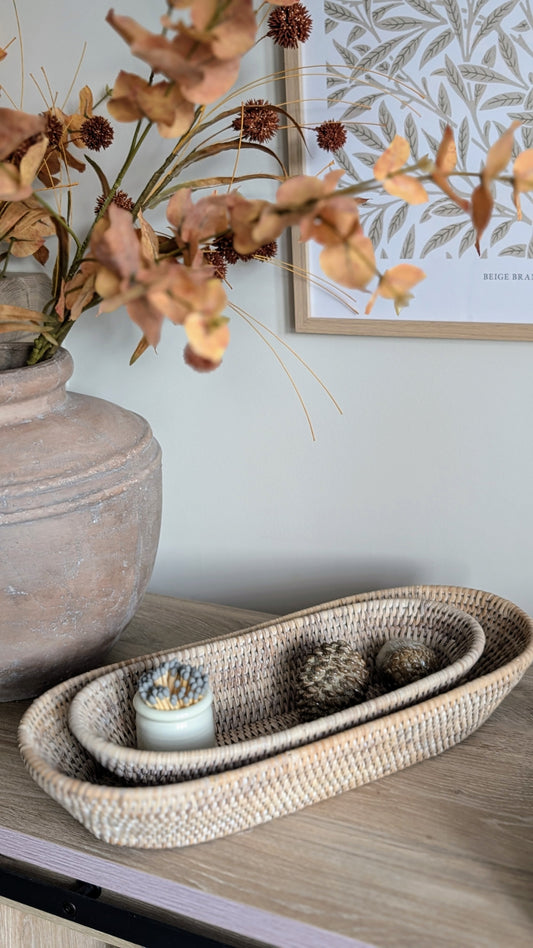 Long Oval Rattan Trays