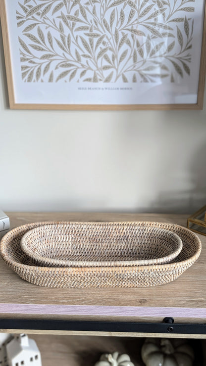 Long Oval Rattan Trays
