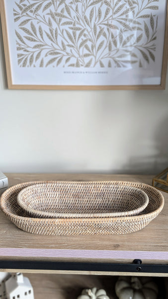 Long Oval Rattan Trays