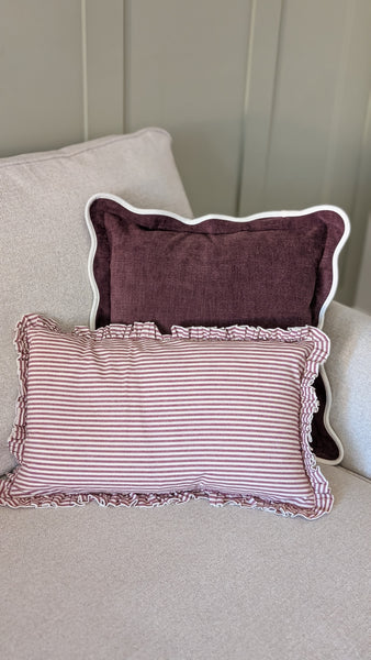 Plum Scallop Edged Cushion Cover