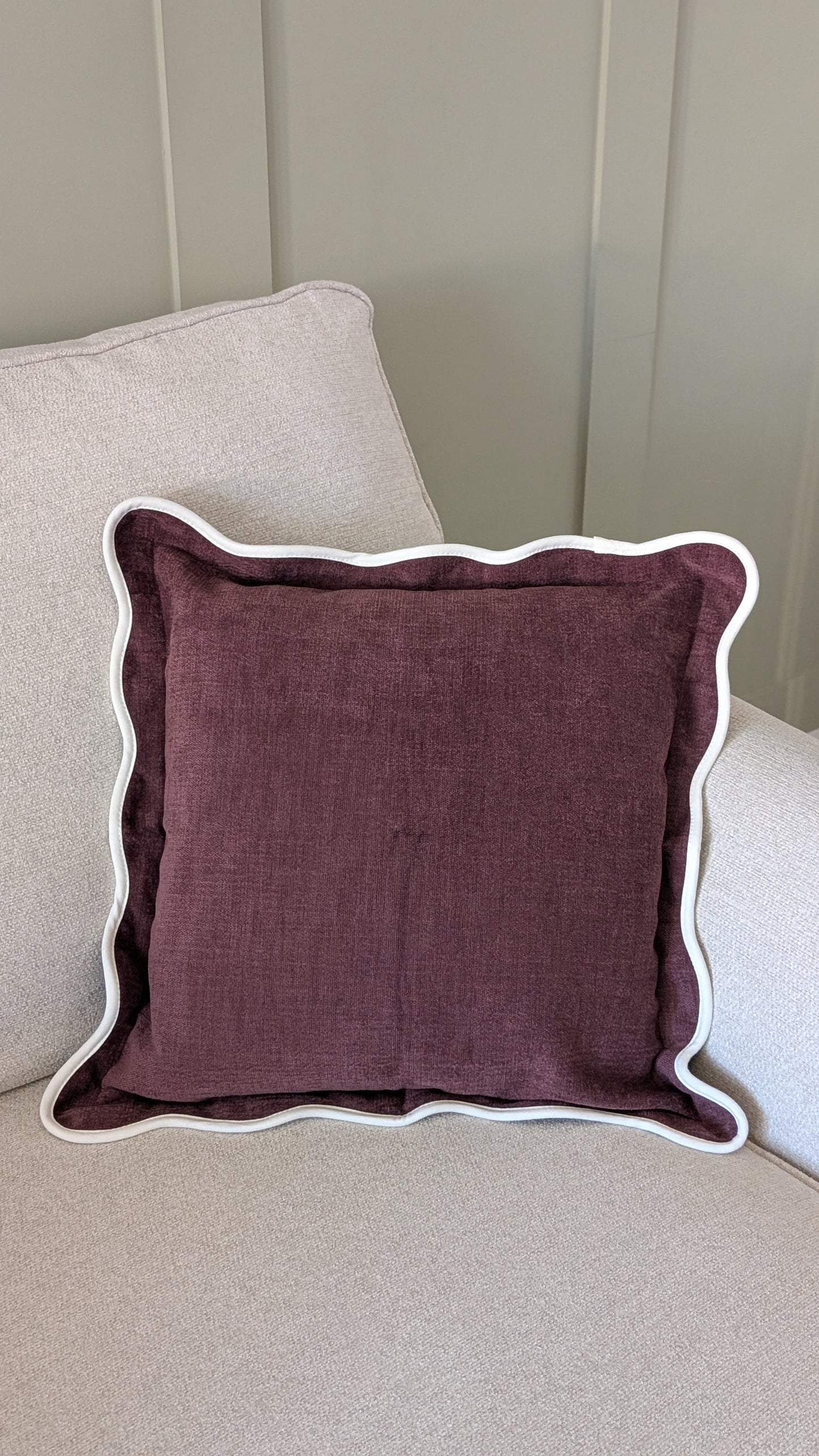 Plum Scallop Edged Cushion Cover