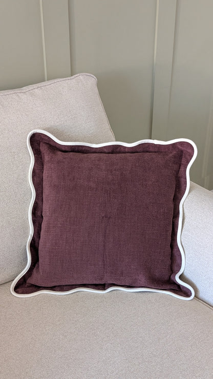 Plum Scallop Edged Cushion Cover