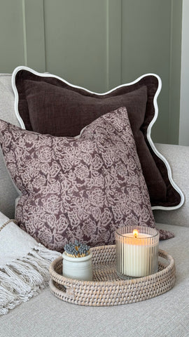 Plum Floral Print Cushion Cover