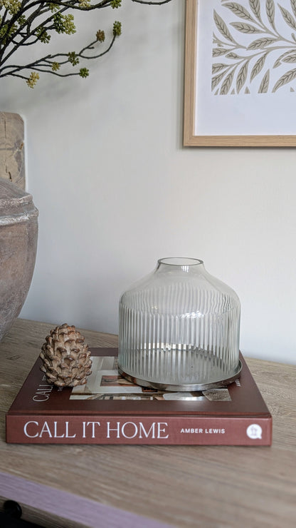 Ribbed Glass Candle Dome