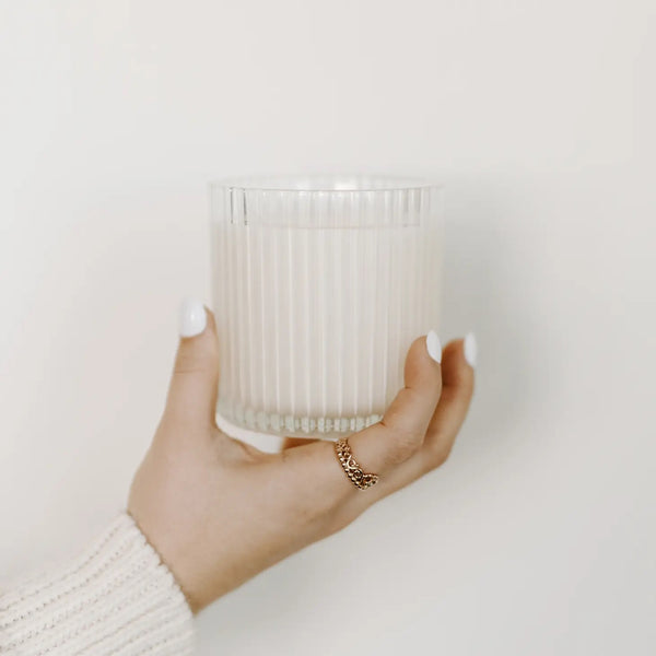 Ribbed Glass Candle Jar Cashmere and Vanilla
