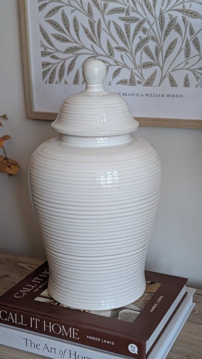 Cream Lidded Ceramic Ginger Jar