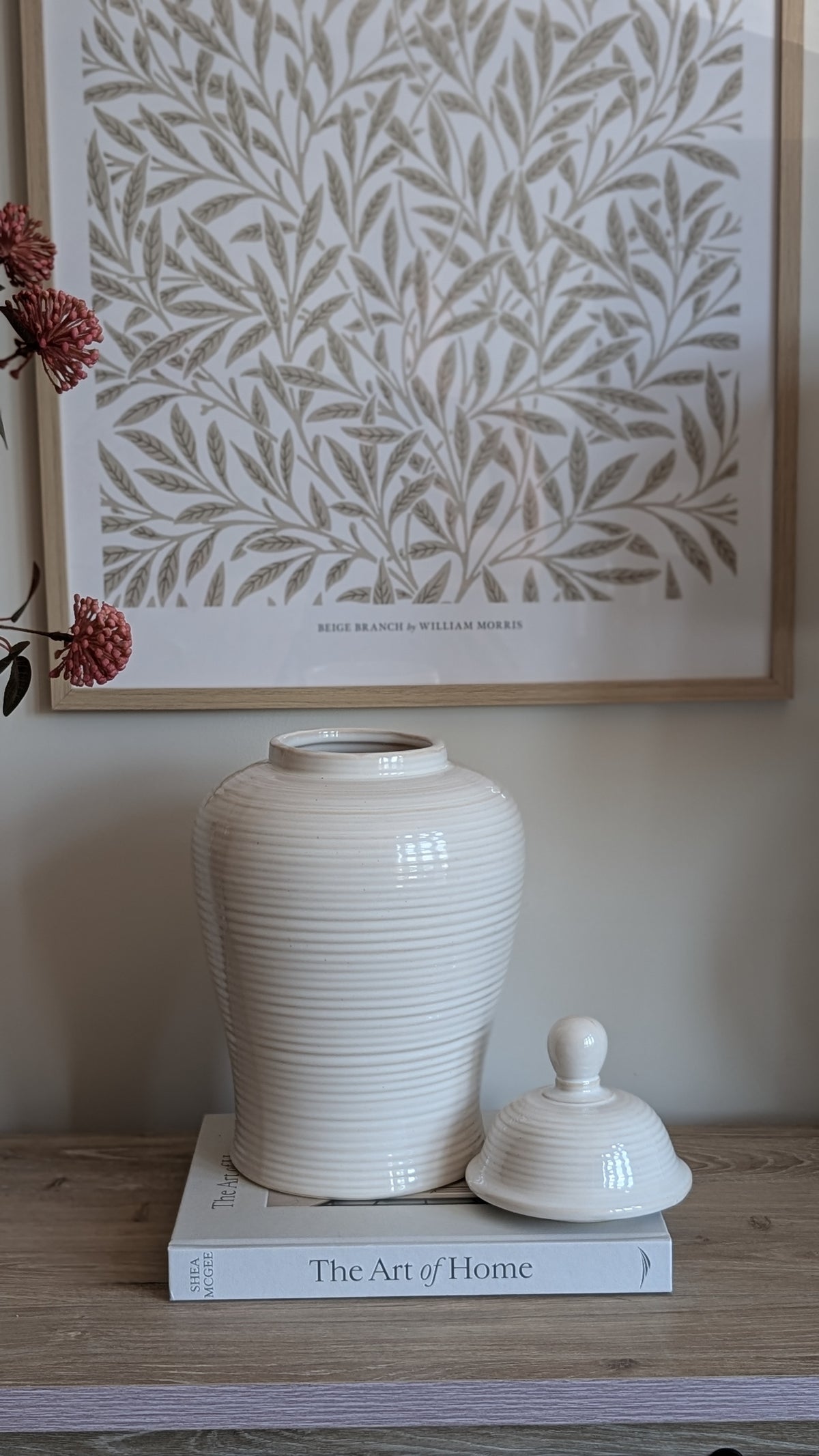 Cream Lidded Ceramic Ginger Jar