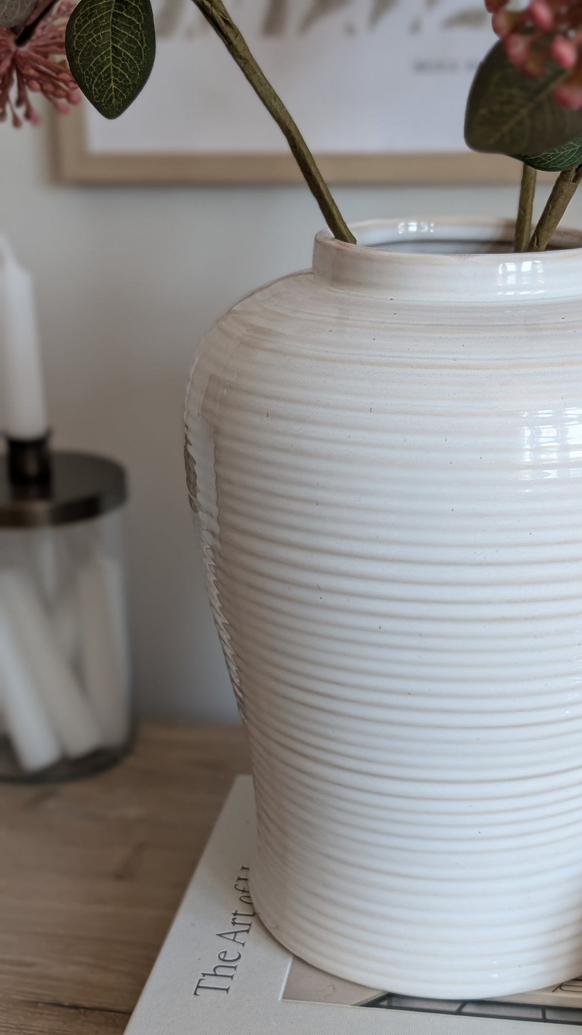 Cream Lidded Ceramic Ginger Jar