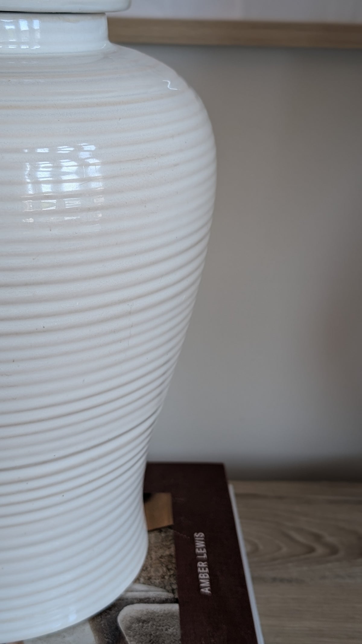 Cream Lidded Ceramic Ginger Jar