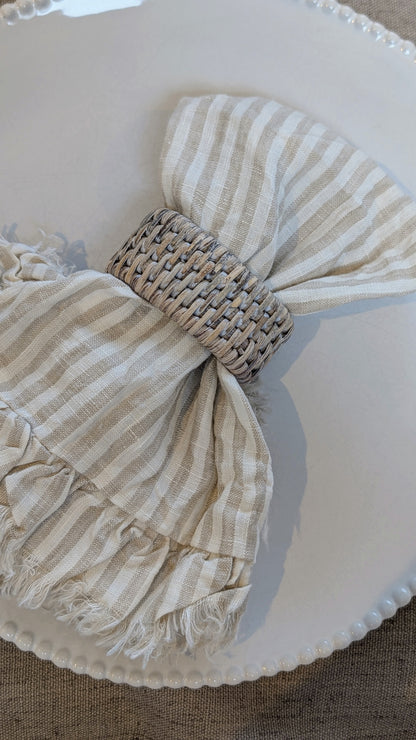 Whitewashed Rattan Napkin Rings