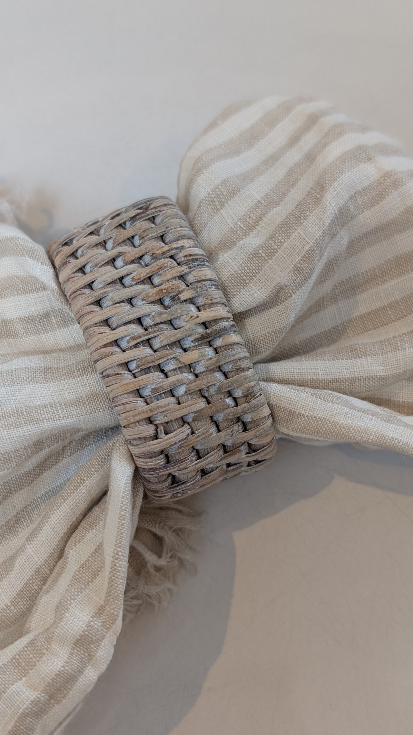 Whitewashed Rattan Napkin Rings