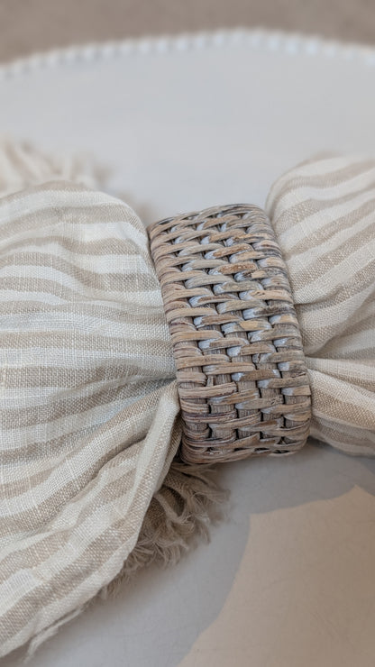 Whitewashed Rattan Napkin Rings