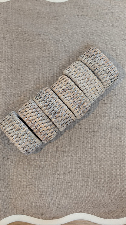 Whitewashed Rattan Napkin Rings