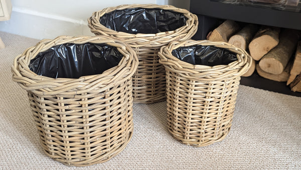 Round Wicker Lined Baskets