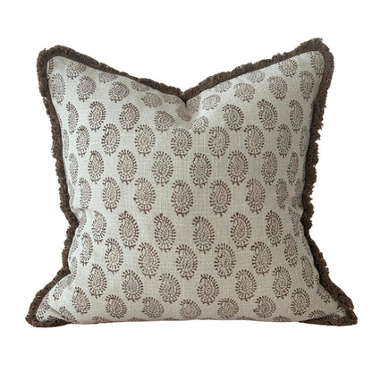 Chestnut Brown Paisley Print Cushion Cover