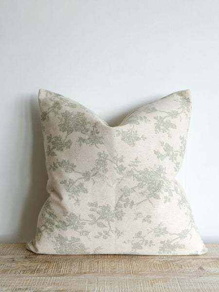 Sage Floral Print Cushion Cover