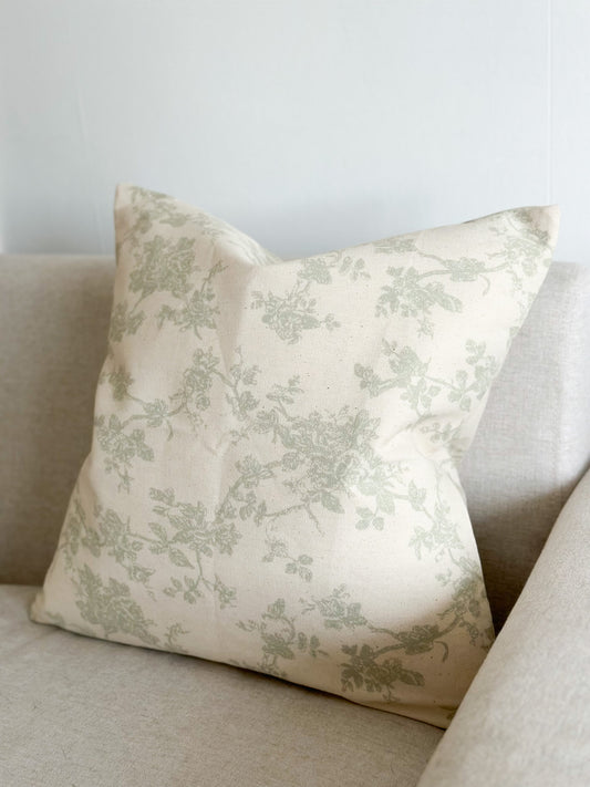 Sage Floral Print Cushion Cover