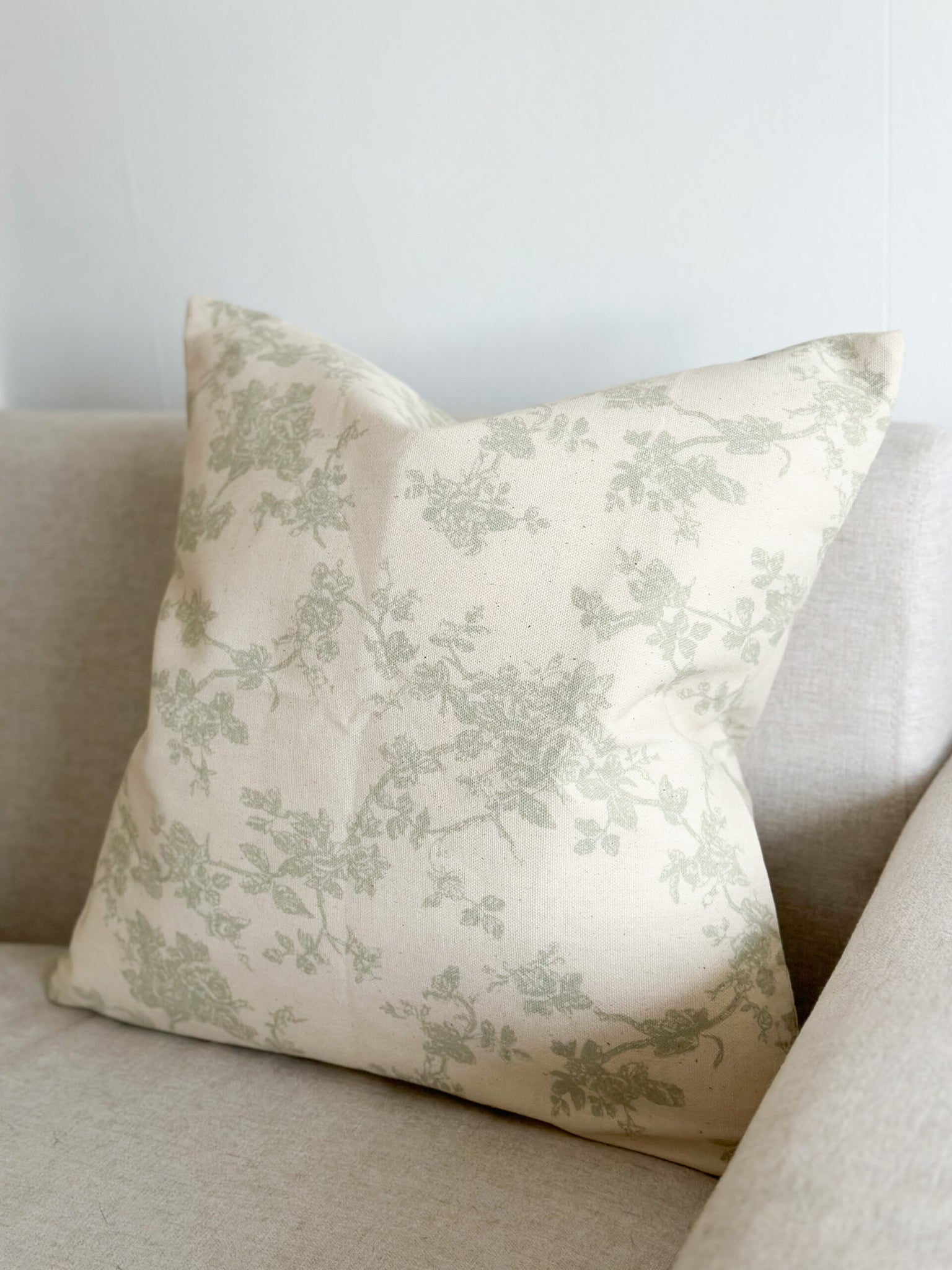 Sage Floral Print Cushion Cover