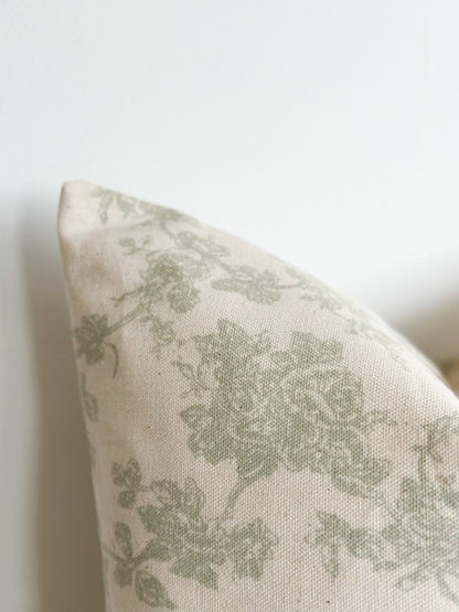 Sage Floral Print Cushion Cover