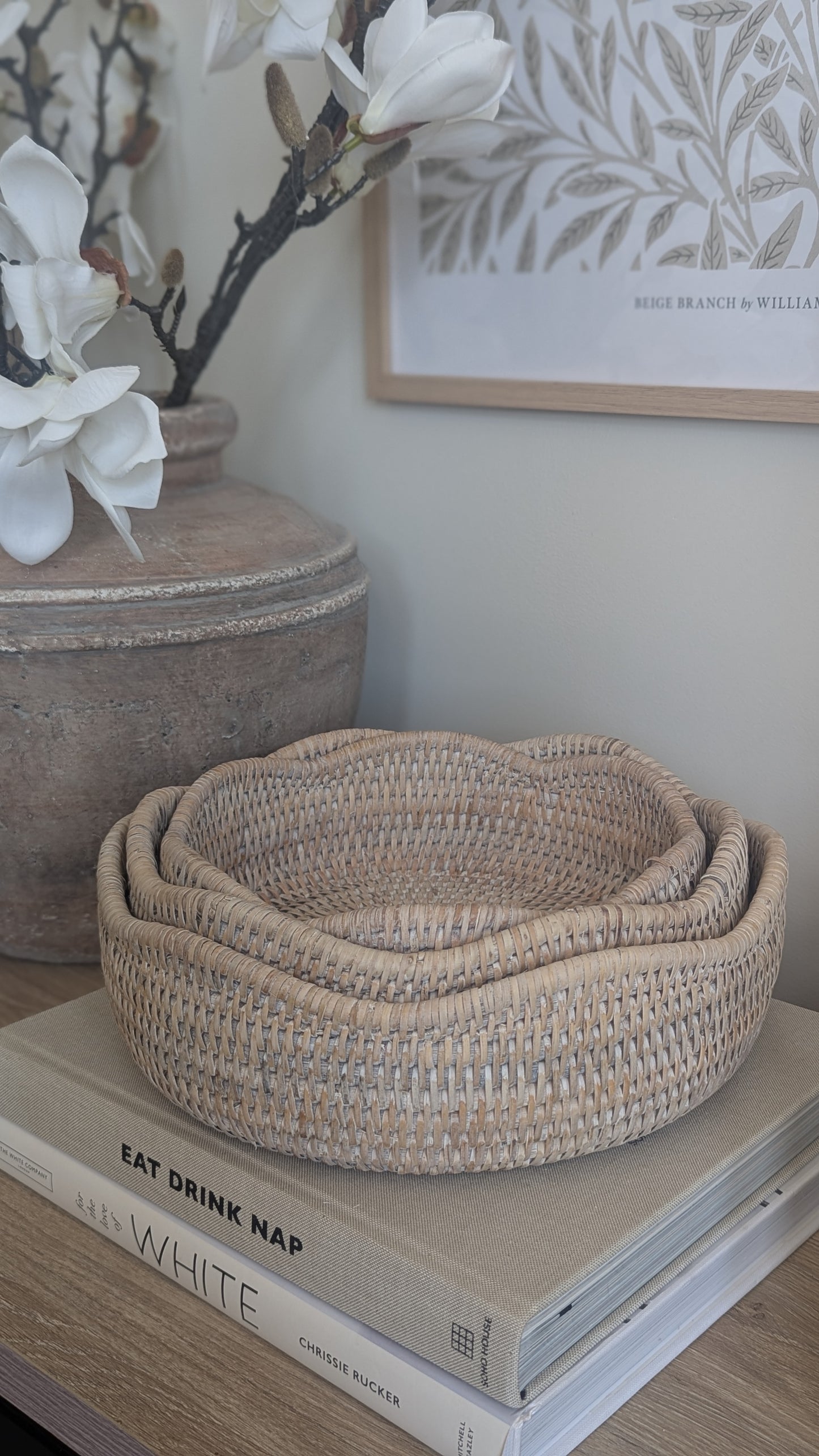 Scalloped Rattan Bowls