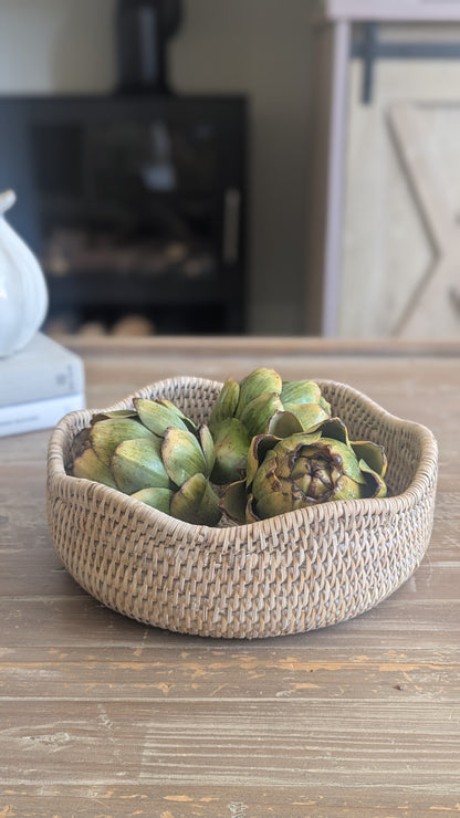 Scalloped Rattan Bowls
