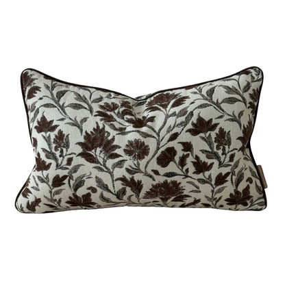 Brown Floral print Cushion Cover