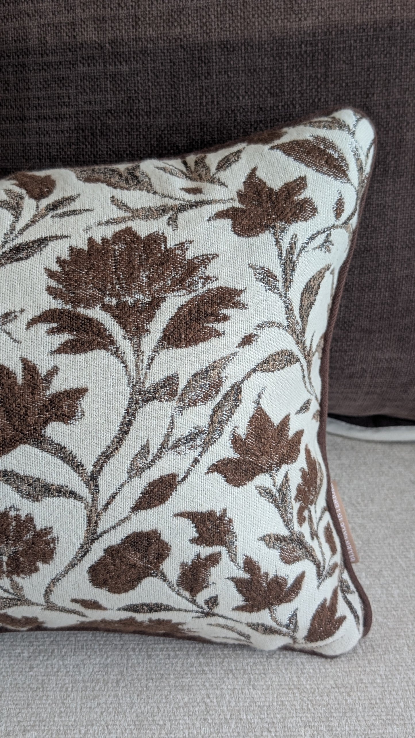 Brown Floral print Cushion Cover
