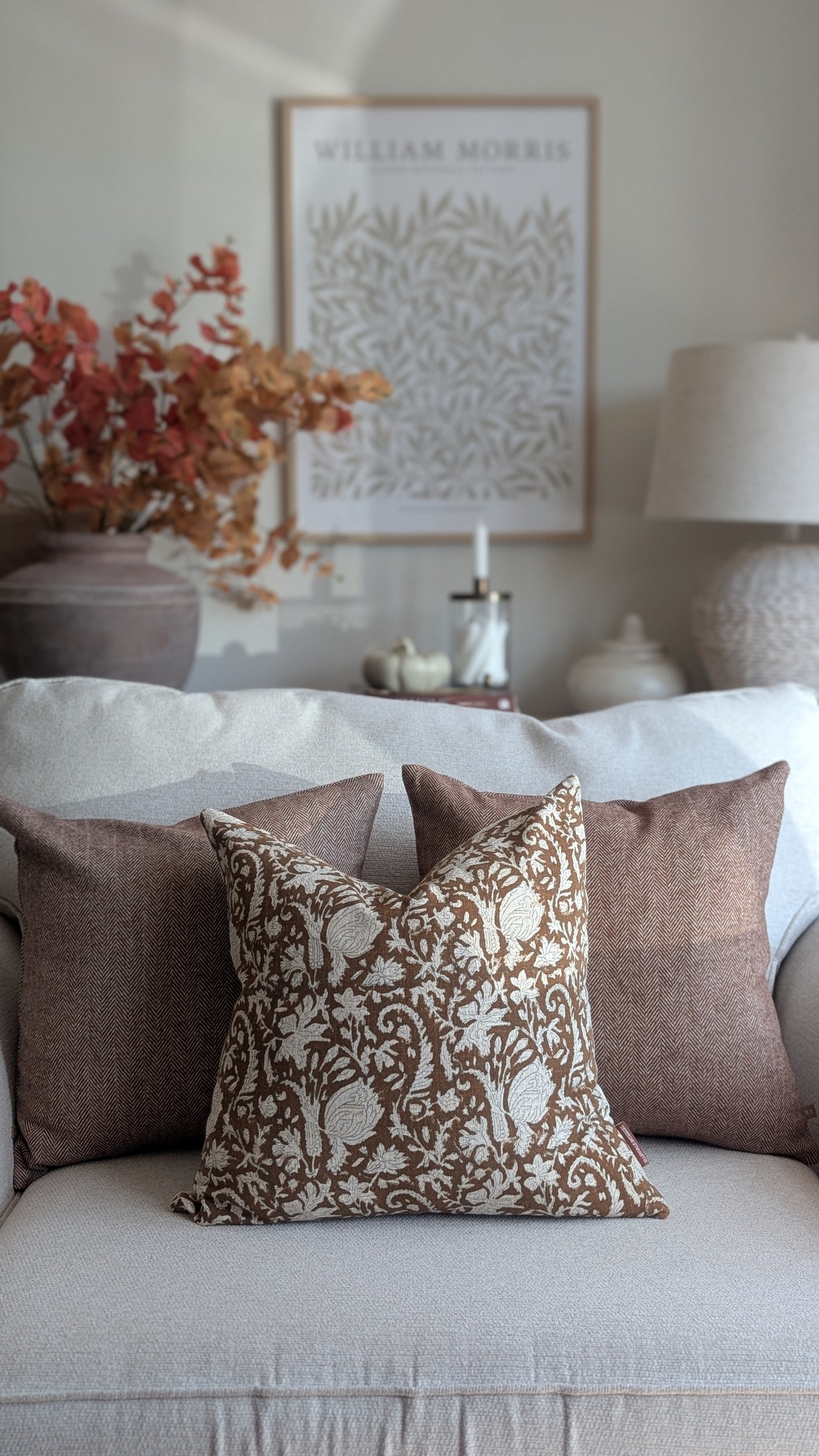 Rust Herringbone Cushion Cover