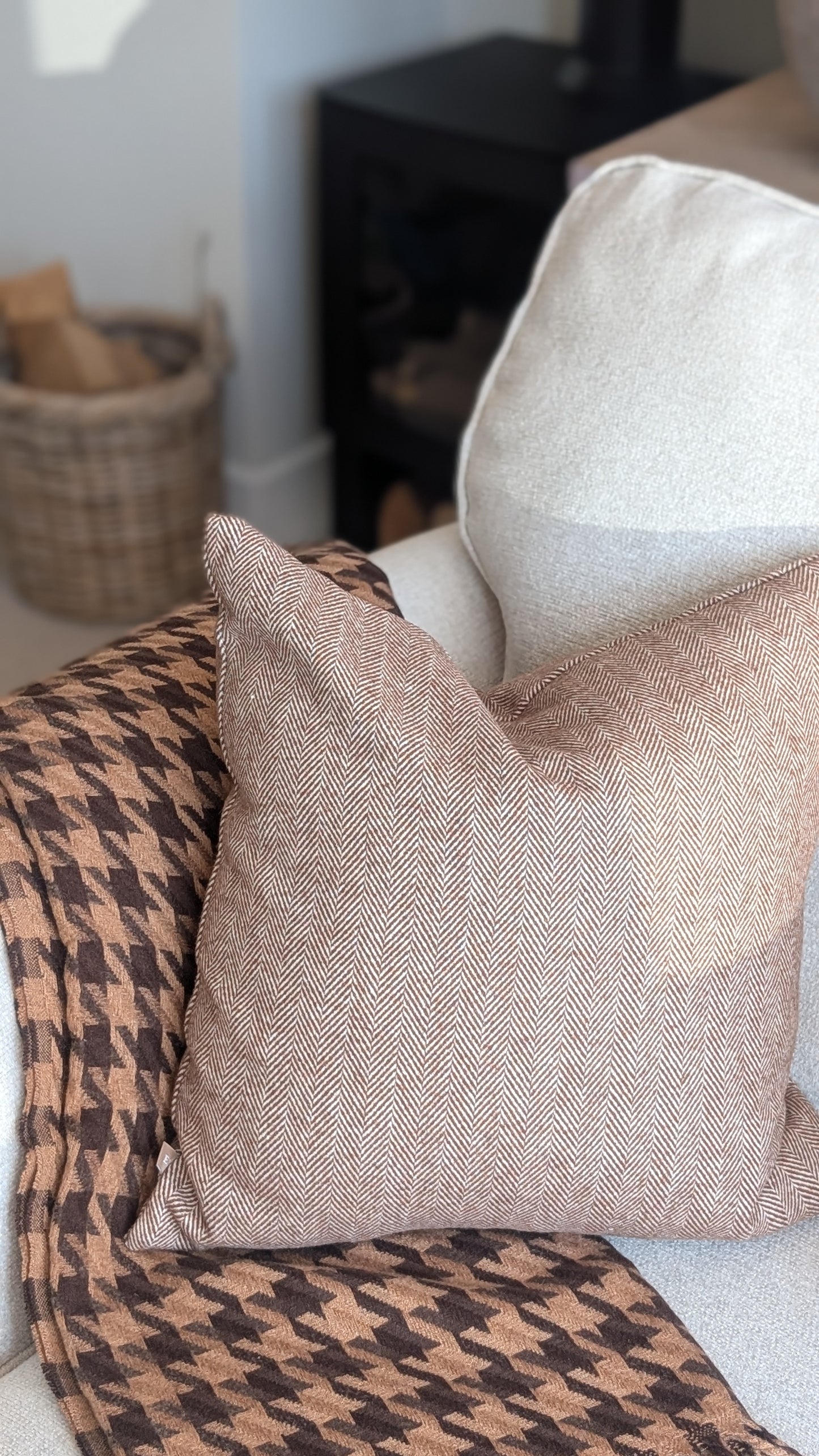 Rust Herringbone Cushion Cover