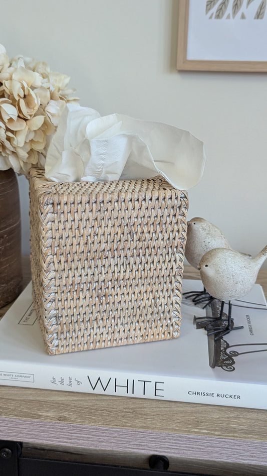Rattan Cube Tissue Box
