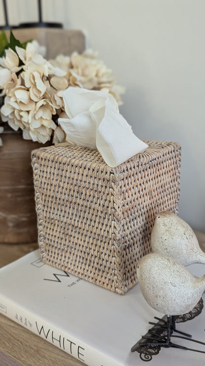 Rattan Cube Tissue Box