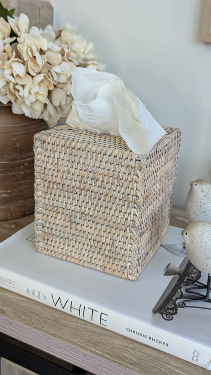 Rattan Cube Tissue Box