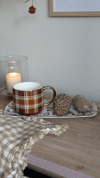 Brown Floral Stacking Melamine Tray - Set of 2