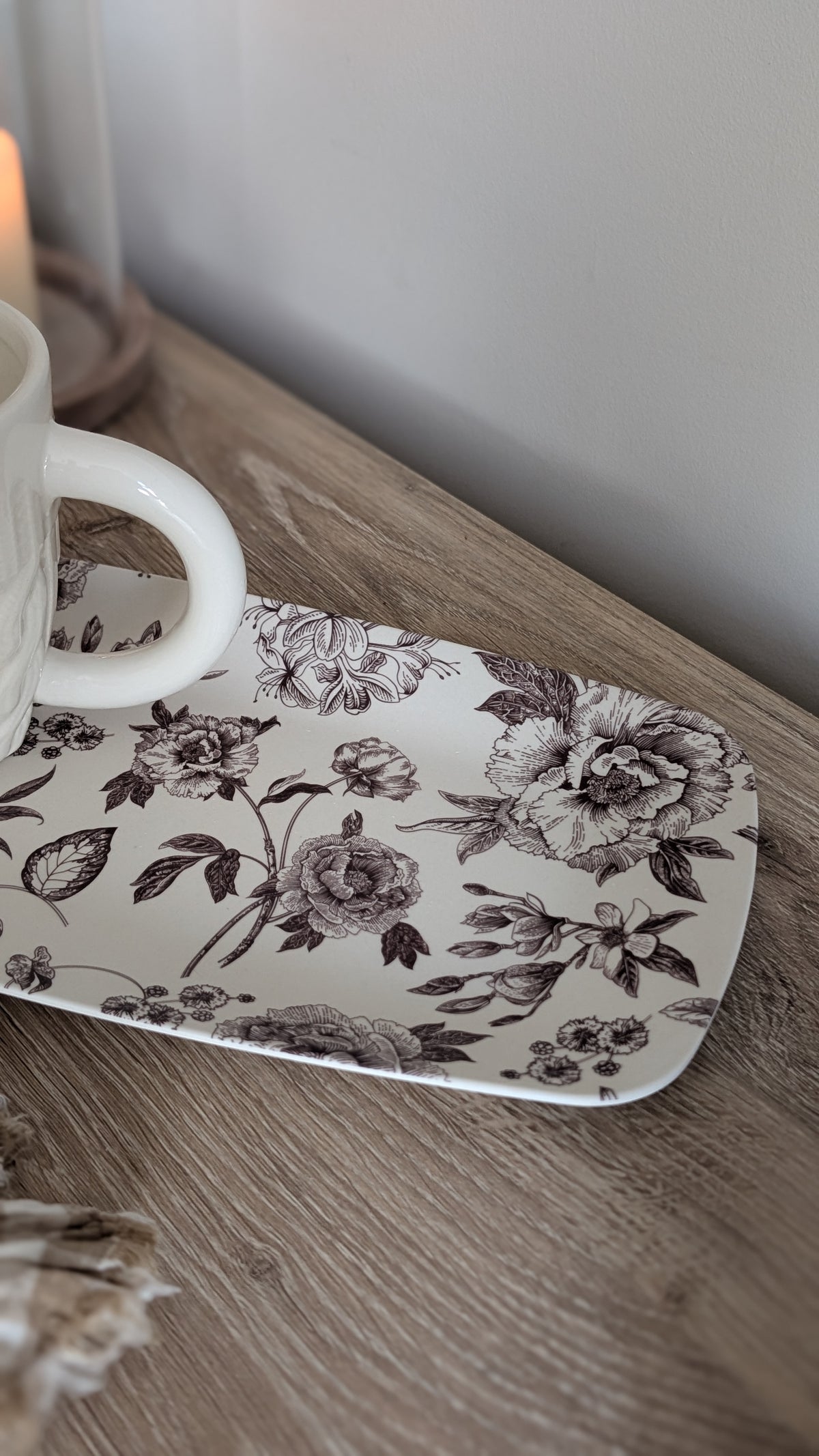 Brown Floral Stacking Melamine Tray - Set of 2