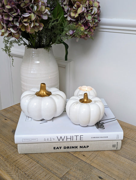 White and Gold Ceramic Pumpkins