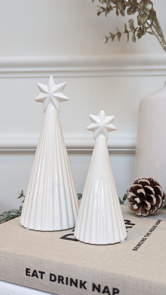 White Ceramic Ribbed Christmas Trees
