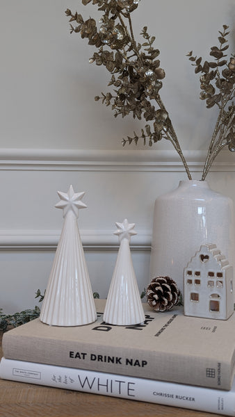 White Ceramic Ribbed Christmas Trees