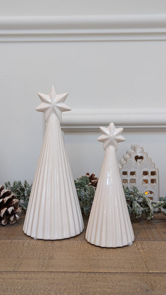 White Ceramic Ribbed Christmas Trees