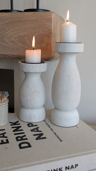 Wooden Pillar Candle Holders