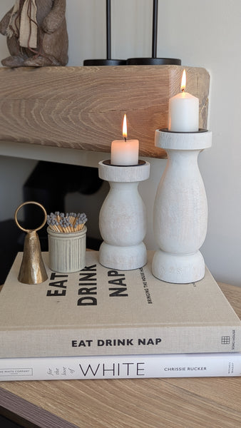 Wooden Pillar Candle Holders