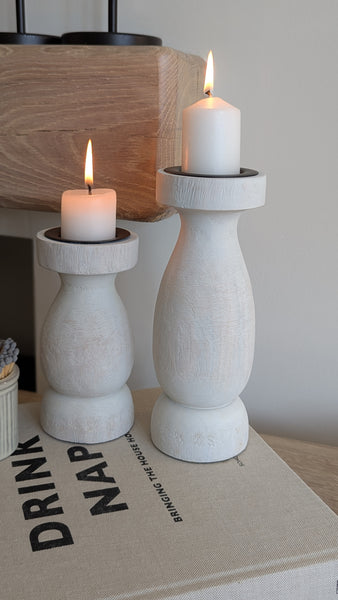 Wooden Pillar Candle Holders