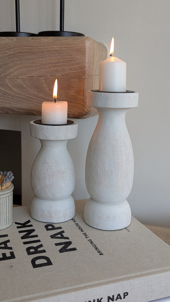 Wooden Pillar Candle Holders