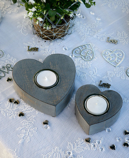 Wooden Heart Tealight Holders