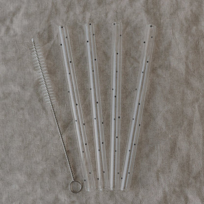 Short Dotty Glass Straws